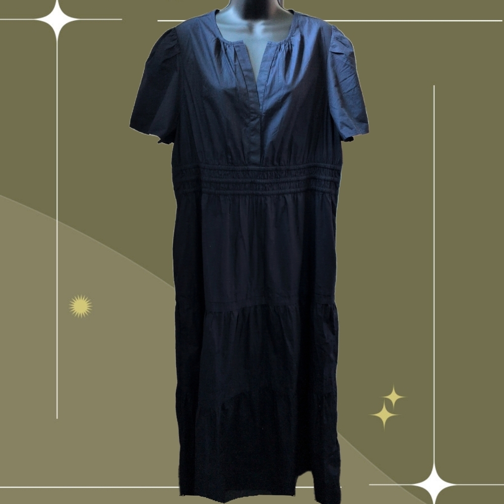 ✨ nwt Quince Organic Cotton Poplin Tiered Maxi Dress Size XL